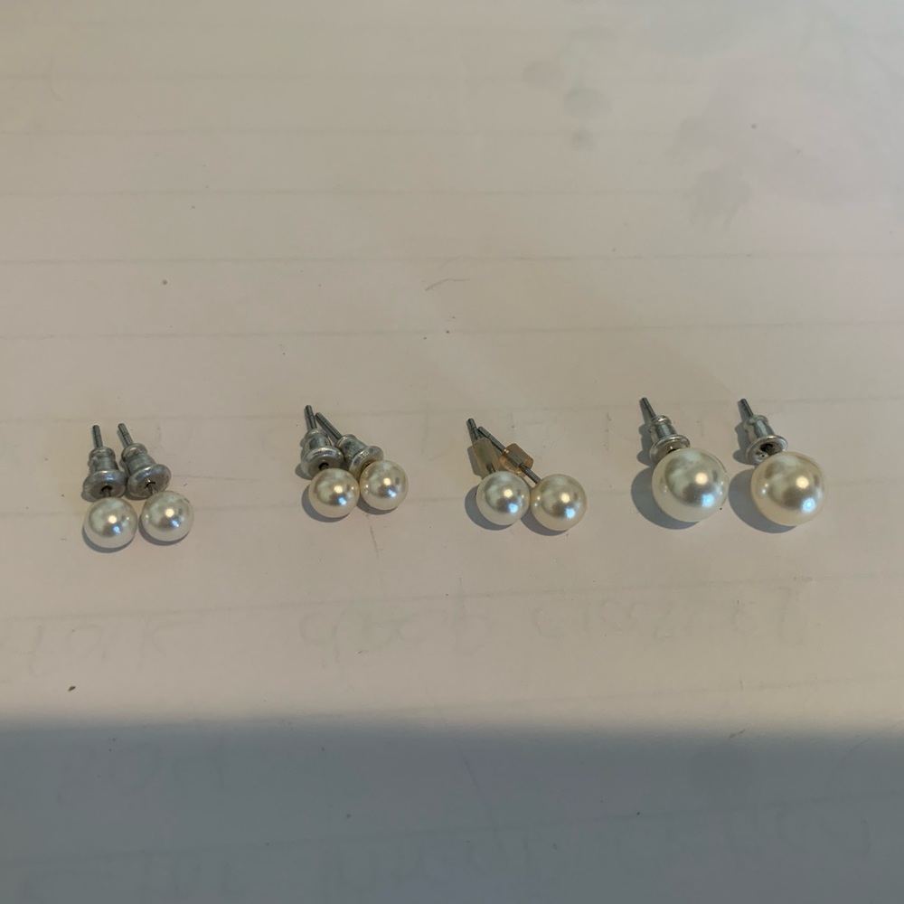 Four Sets of Pearl Earrings: Different Sizes